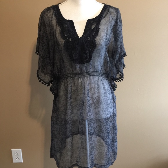 Other - Black sheer bathing suit cover up M